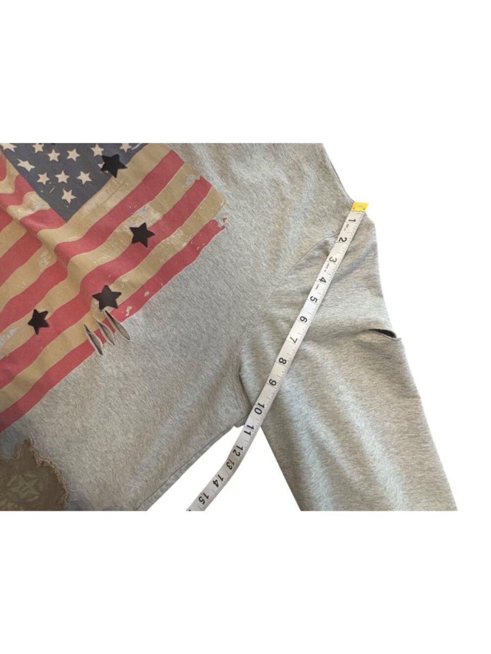 Distressed American Flag Graphic LongSleeve Gray Sweatshirt Hudson Outerwear 3X - Picture 13 of 15